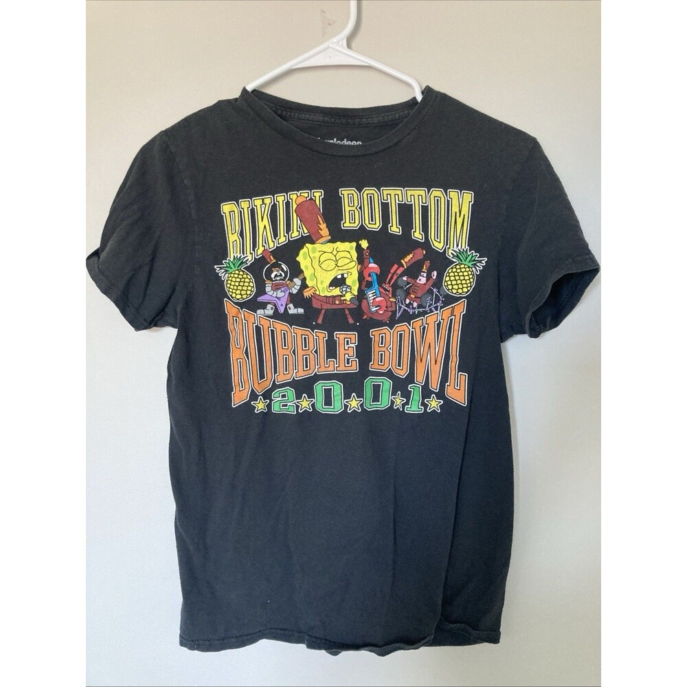Bikini Bottom SpongeBob SquarePants T-Shirt Size S Black Graphic Art